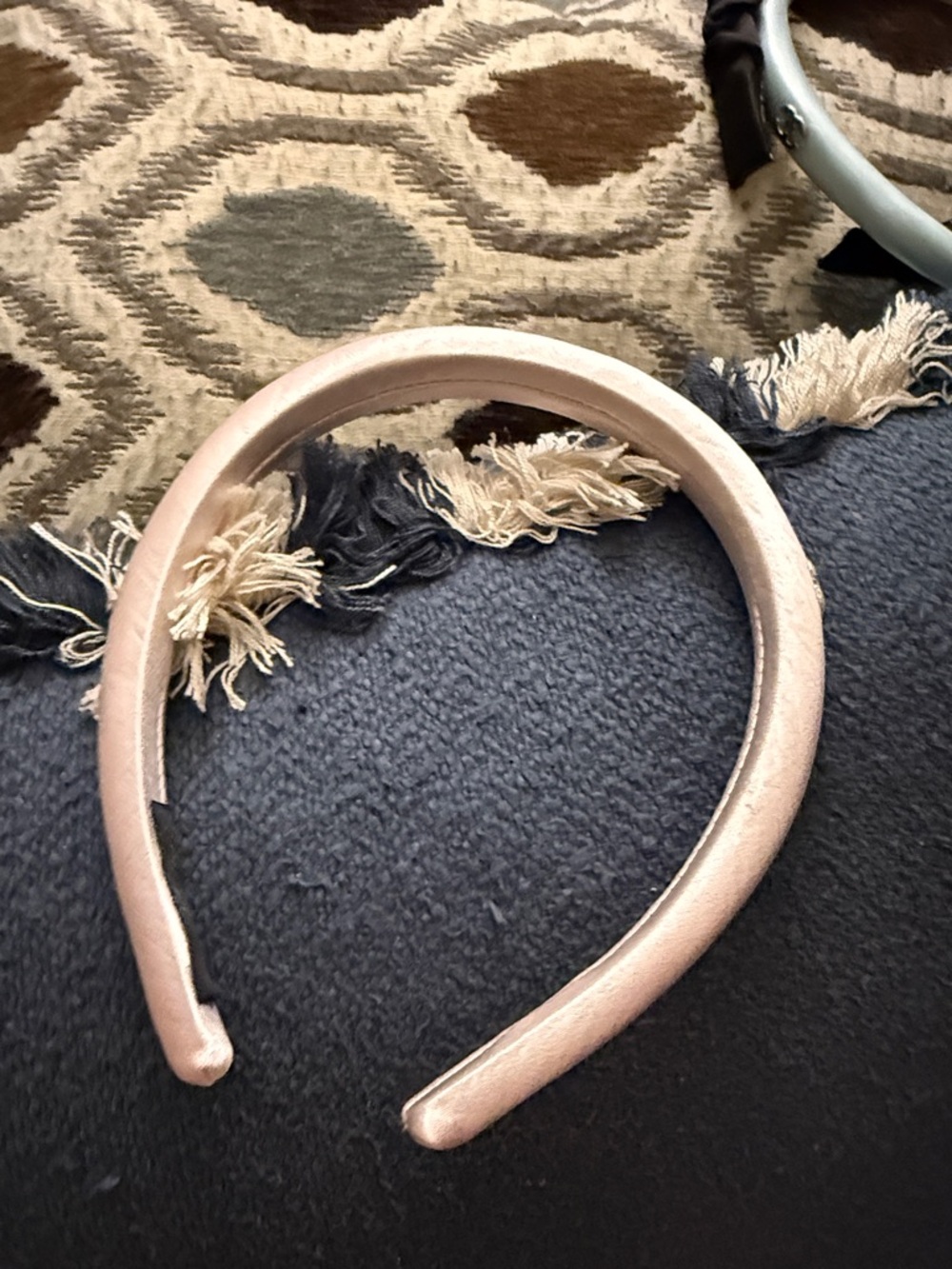Classic Satin Padded Headband with Cc logo  - Blush Pink